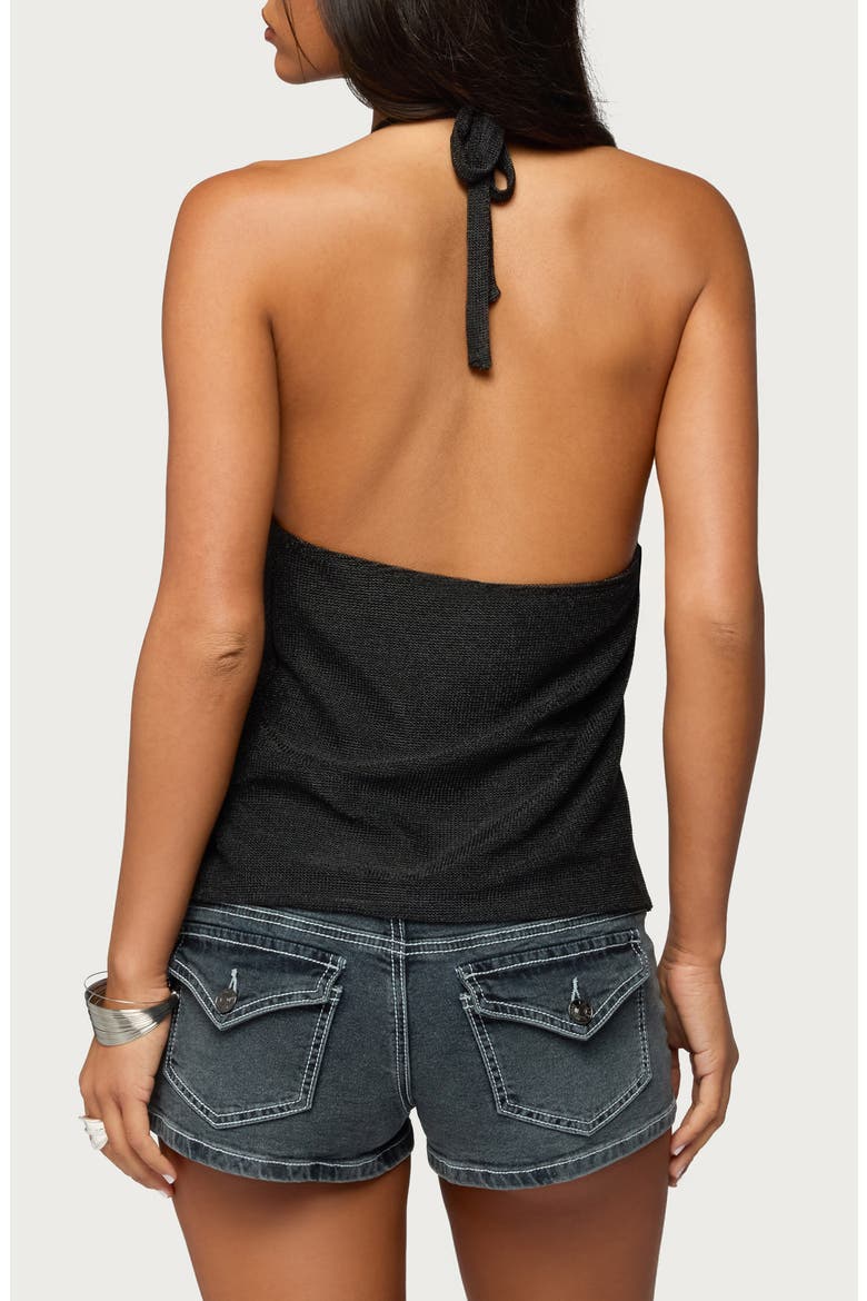 Stasia Sparkly Metallic Halter Top, Alternate, color, BLACK