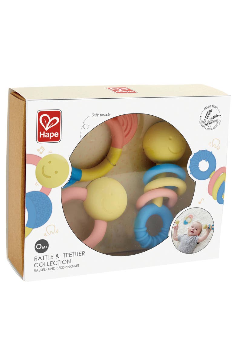 Hape 3 Piece Rattle & Teething Set For Babies, Alternate, color, Multicolored
