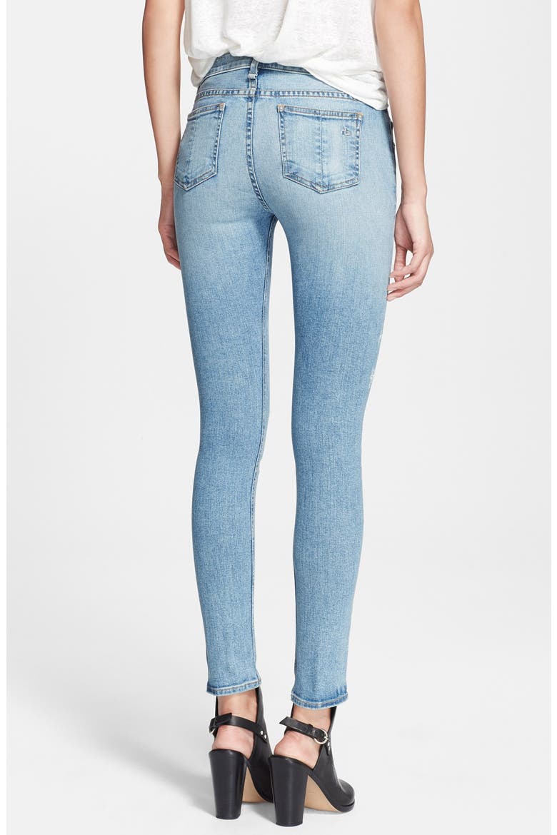 'The Skinny' Distressed Jeans, Alternate, color, HARBOUR