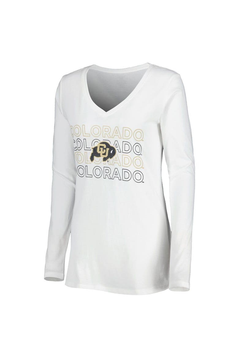 Women's Concepts Sport Black/White Colorado Buffaloes Breakthrough Allover Print Long Sleeve V-Neck T-Shirt and Pants Sleep Set, Alternate, color, Black