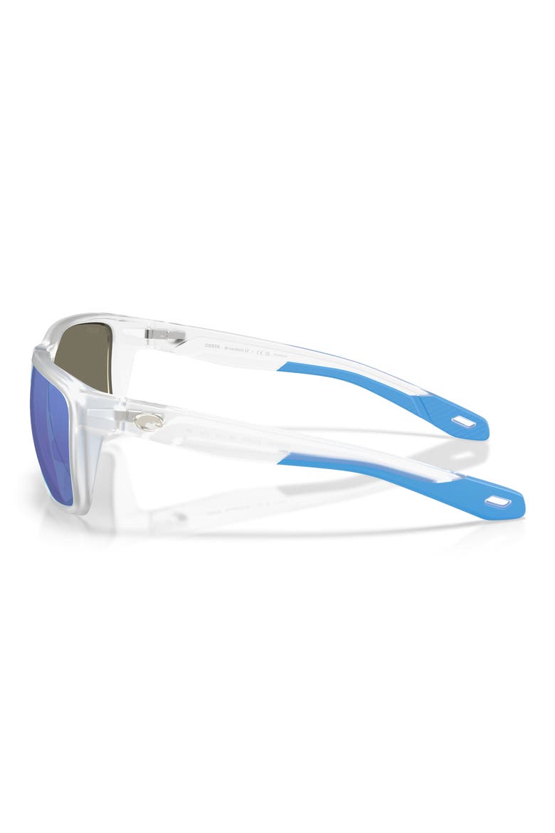 58mm Broadbill II Polarized Rectangle Sunglasses, Alternate, color, MATTE CLEAR / BLUE MIRROR 580G