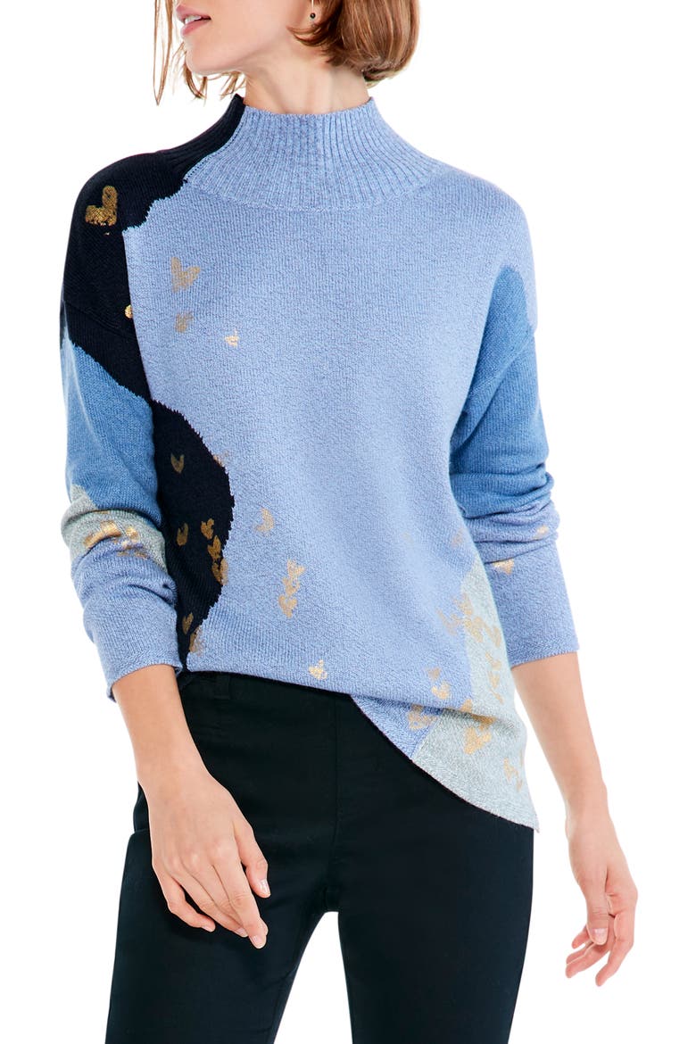 Glowing Embers Mock Neck Sweater, Main, color, BLUE MULTI