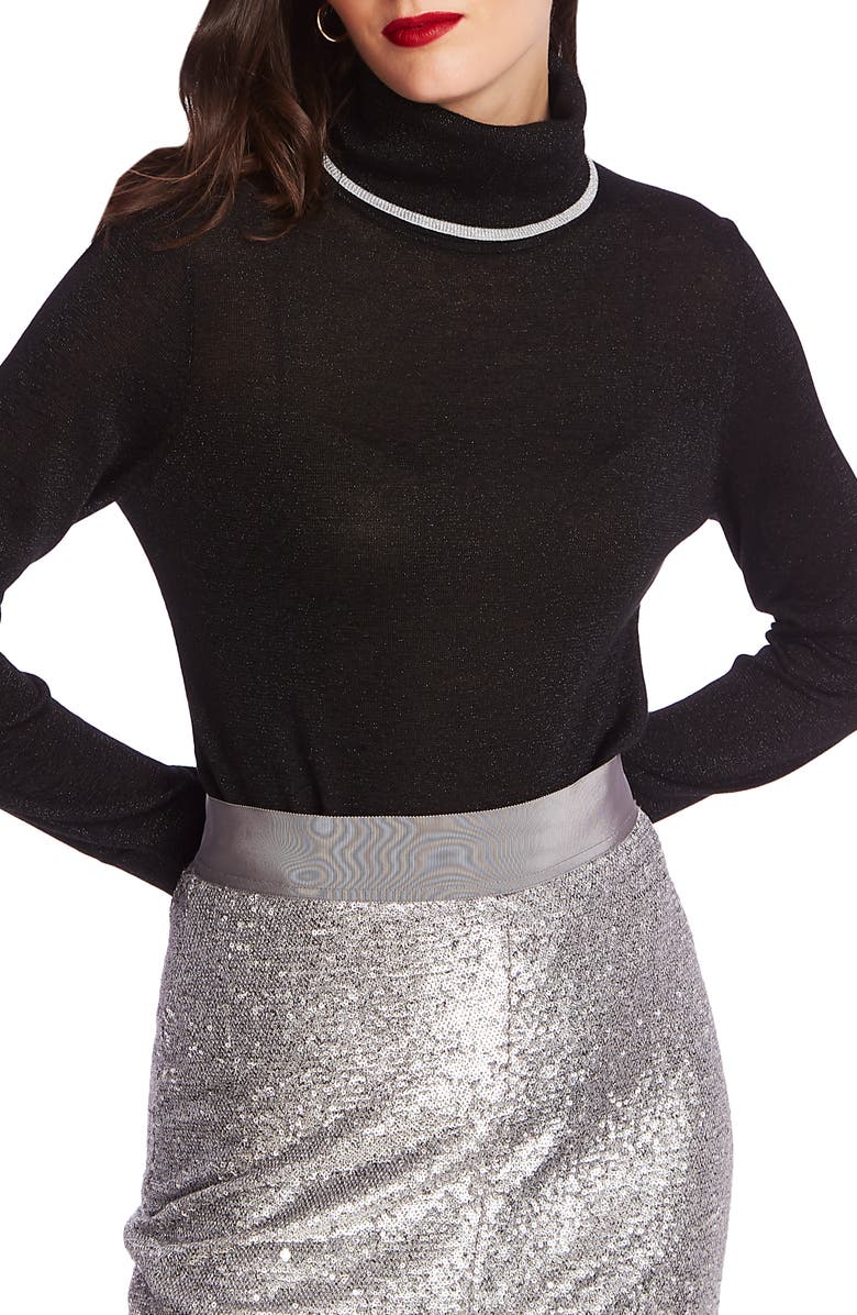 Court & Rowe Metallic Tipped Turtleneck Sweater, Main, color, 