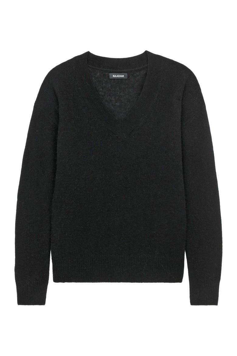 Signature Cashmere Classic V-Neck Sweater, Alternate, color, Black
