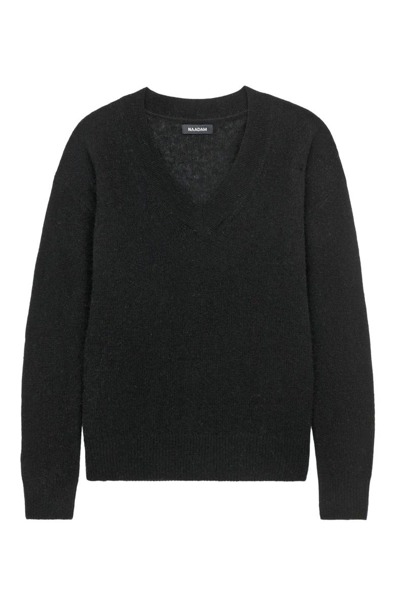 NAADAM Signature Cashmere Classic V-Neck Sweater, Alternate, color, Black