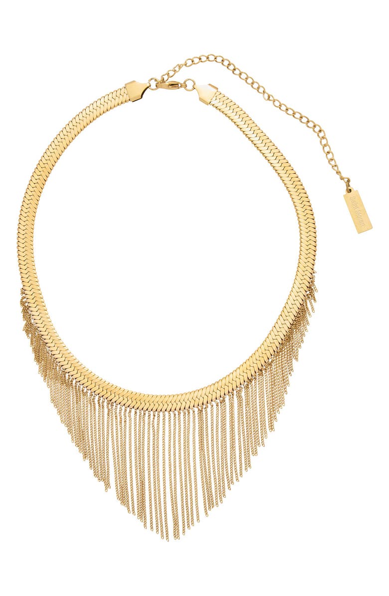 st. Moran Fringe Snake Chain Frontal Necklace, Main, color, Gold