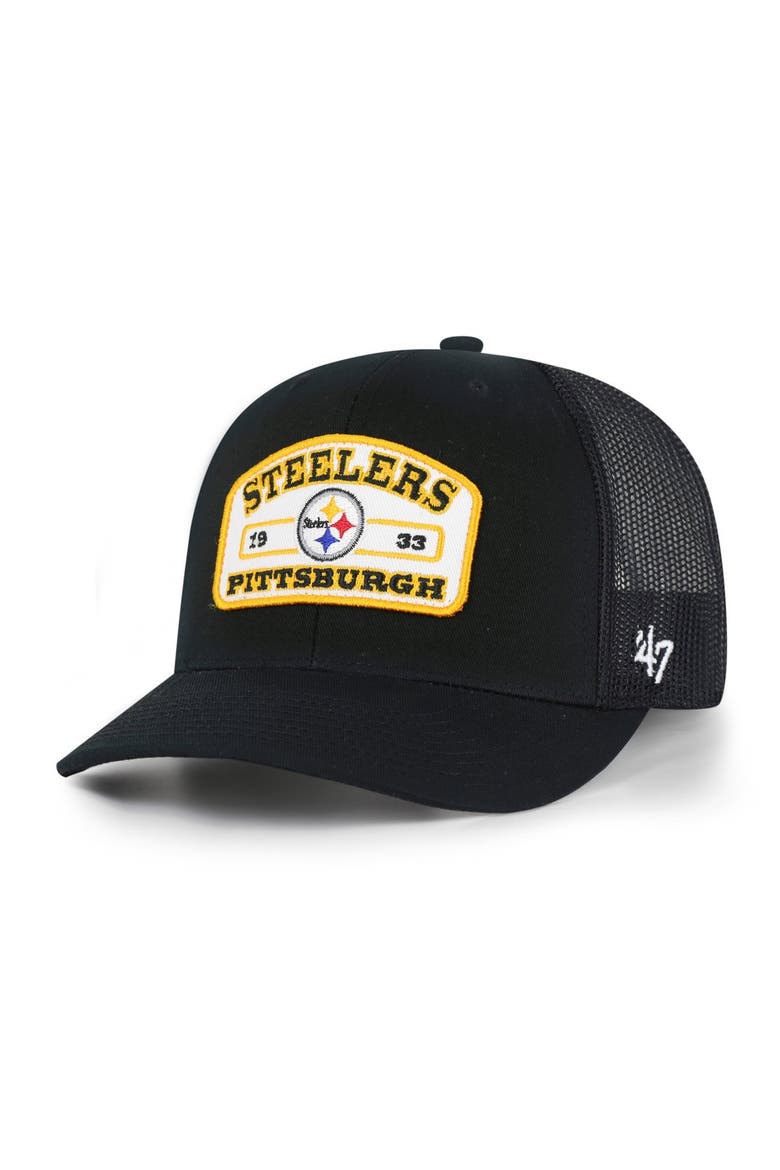 Men's '47 Black Pittsburgh Steelers  Roadway Adjustable Trucker Hat, Main, color, Black