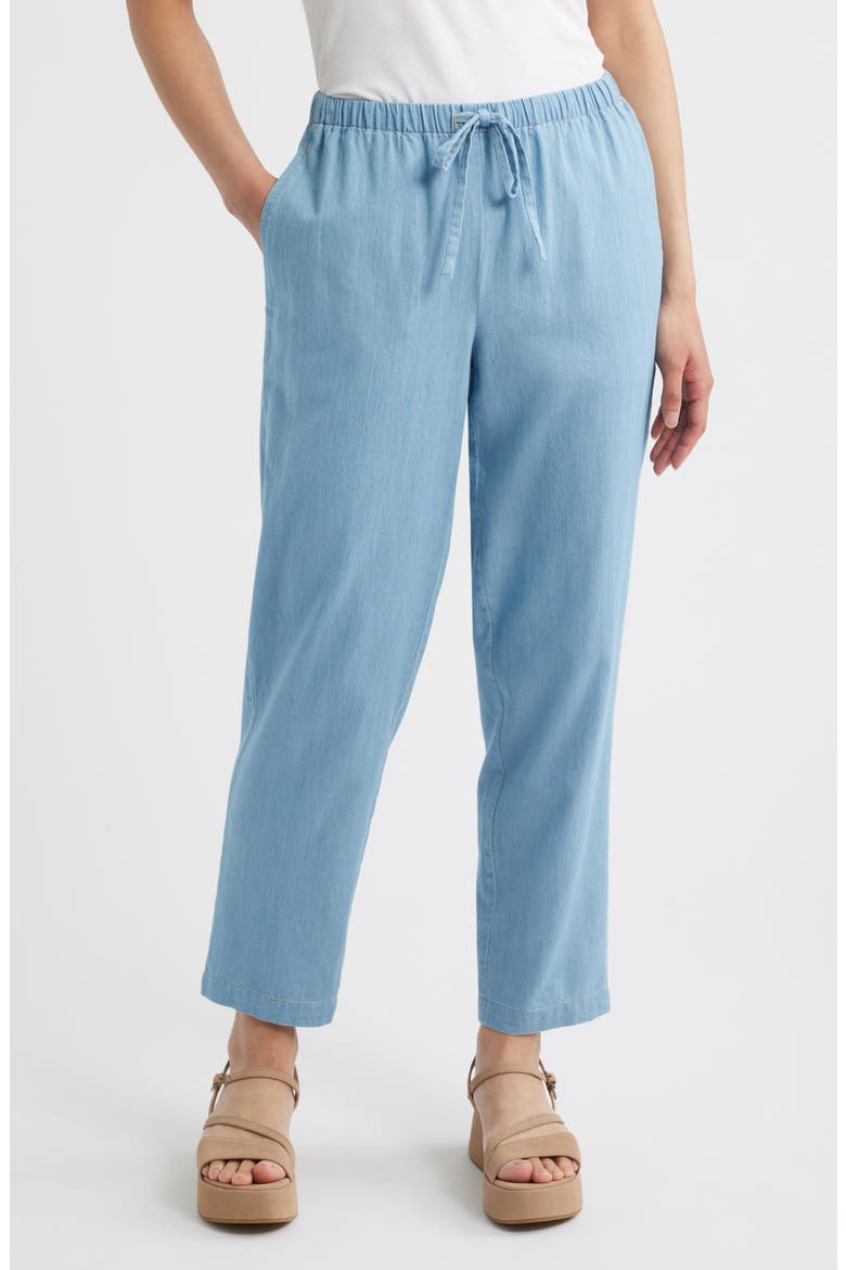 Tapered Ankle Drawstring Pants, Main, color, WASHED INDIGO