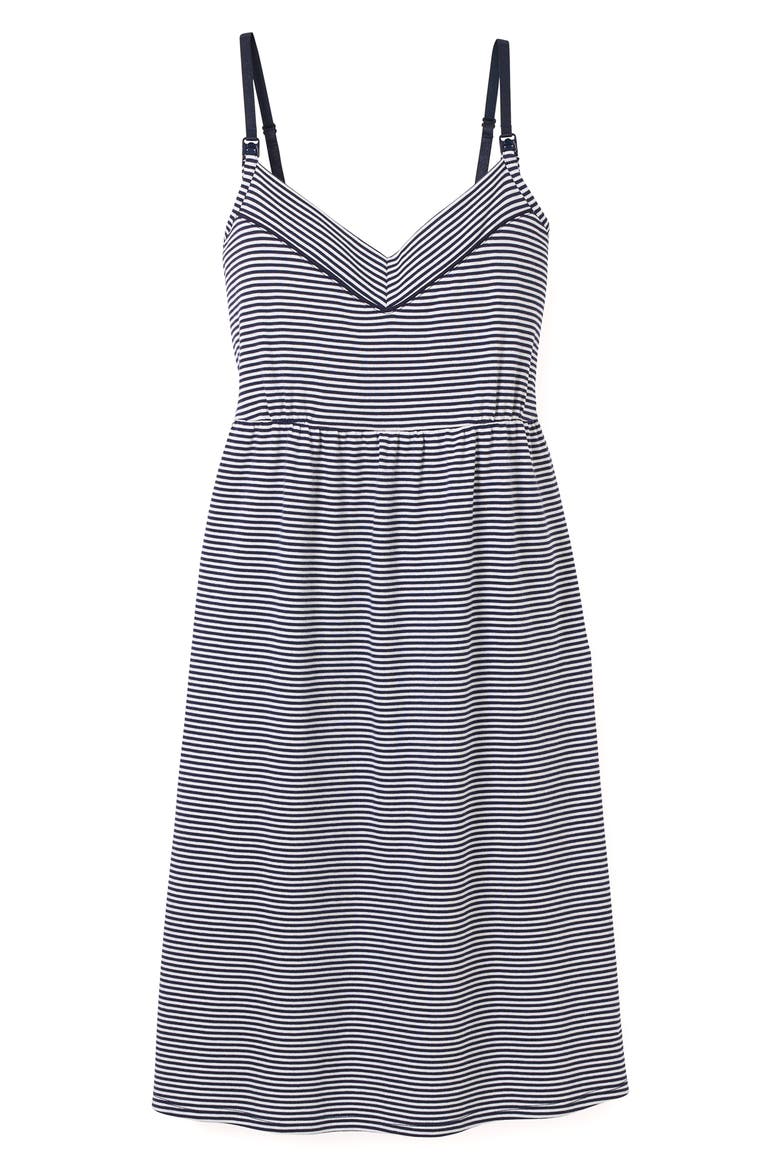 Luxe Pima Cotton Jersey Maternity/Nursing Nightgown, Main, color, NAVY