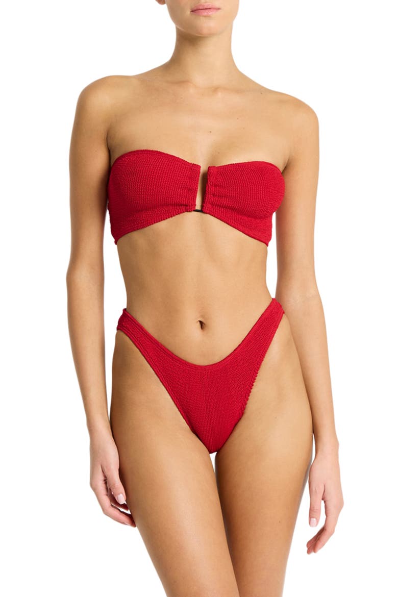 Blake U-Bar Bandeau Bikini Top, Alternate, color, BAYWATCH RED RECYCLED