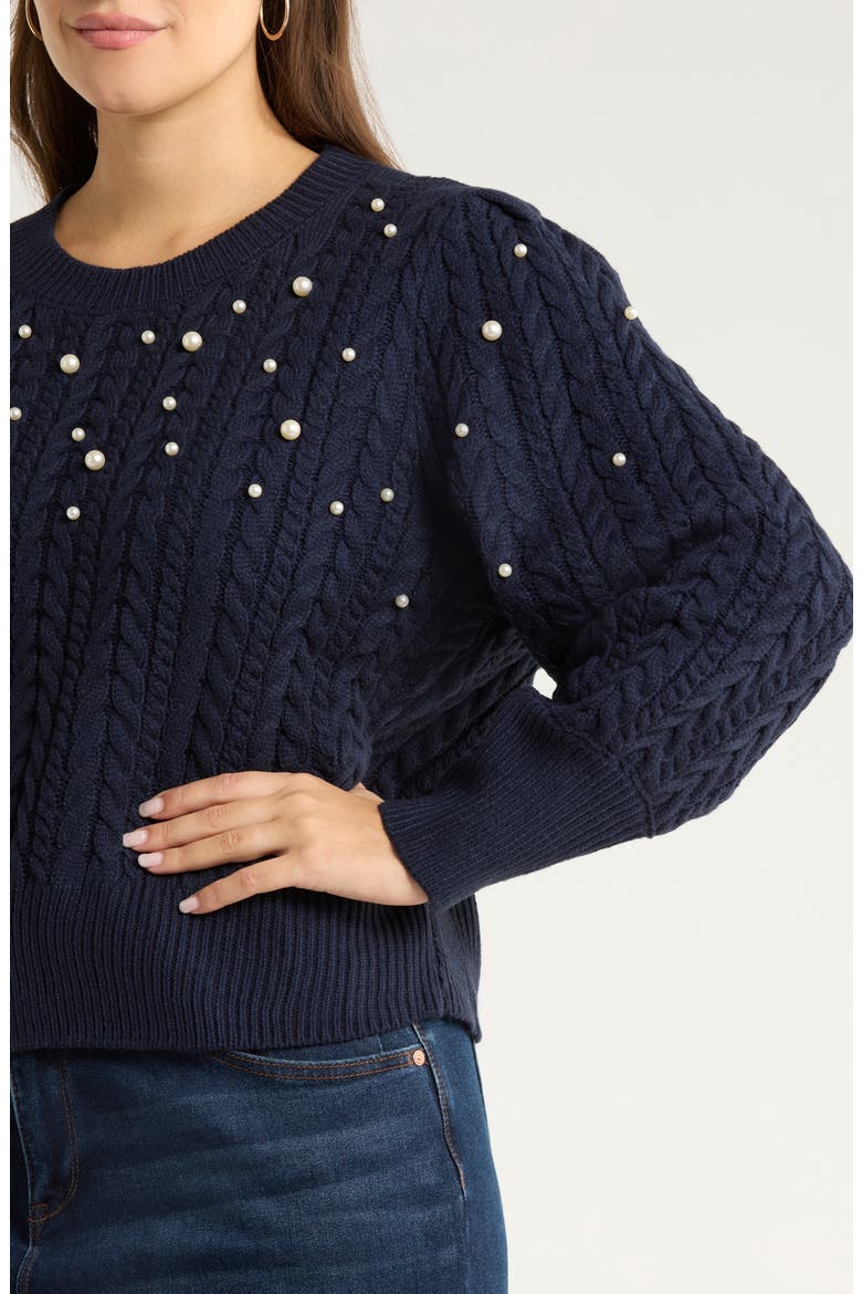 Toxey Cable Stitch Sweater, Alternate, color, NAVY