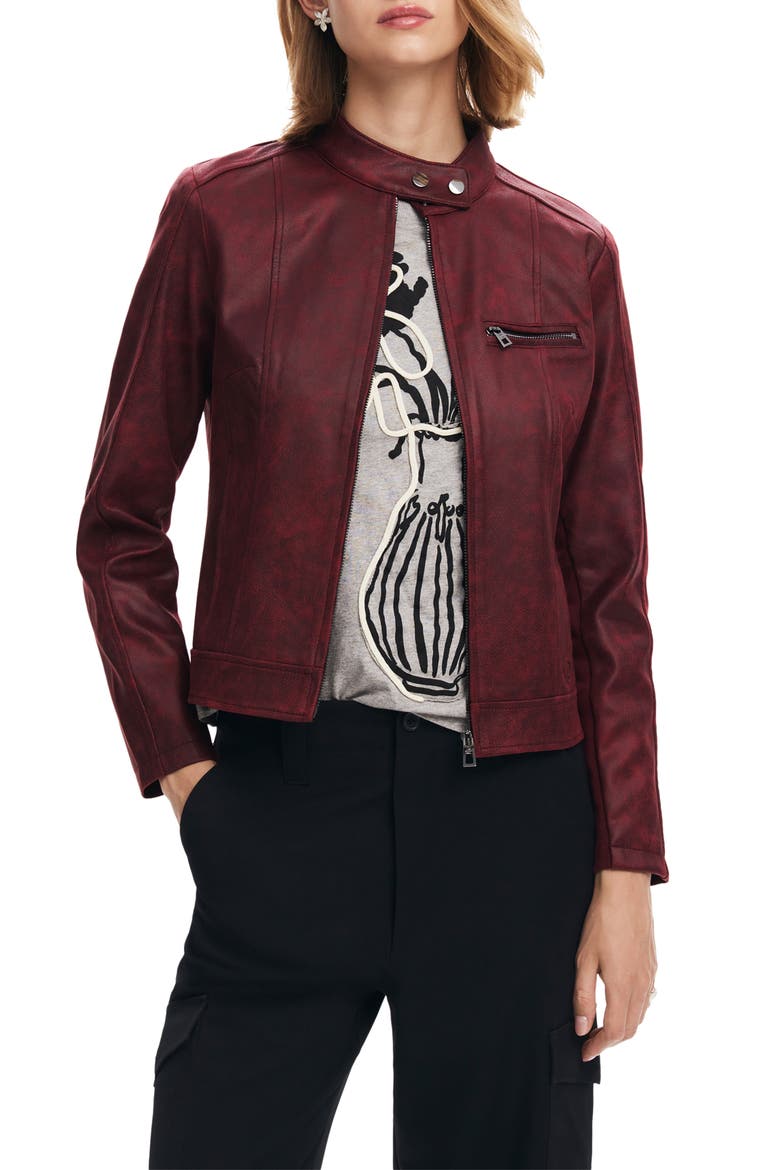 Munich Faux Leather Moto Jacket, Main, color, RED