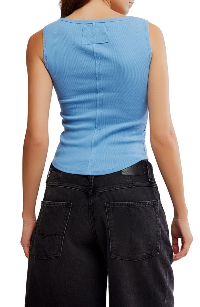 Free People Hummingbird Stretch Cotton Top, Alternate, color, Allure Blue