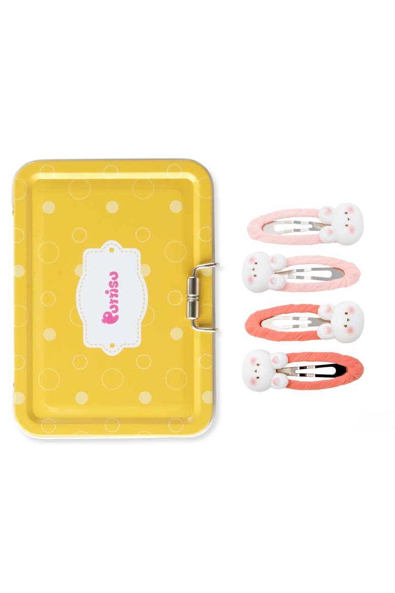 4pc Bunny Hug Snap Clip Set, Main, color, Baby Pink & Coral