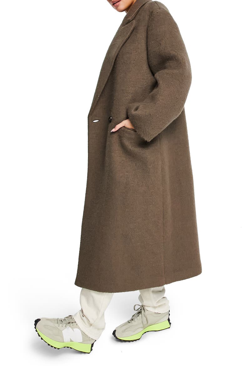 Brushed Oversize Coat, Alternate, color, BROWN