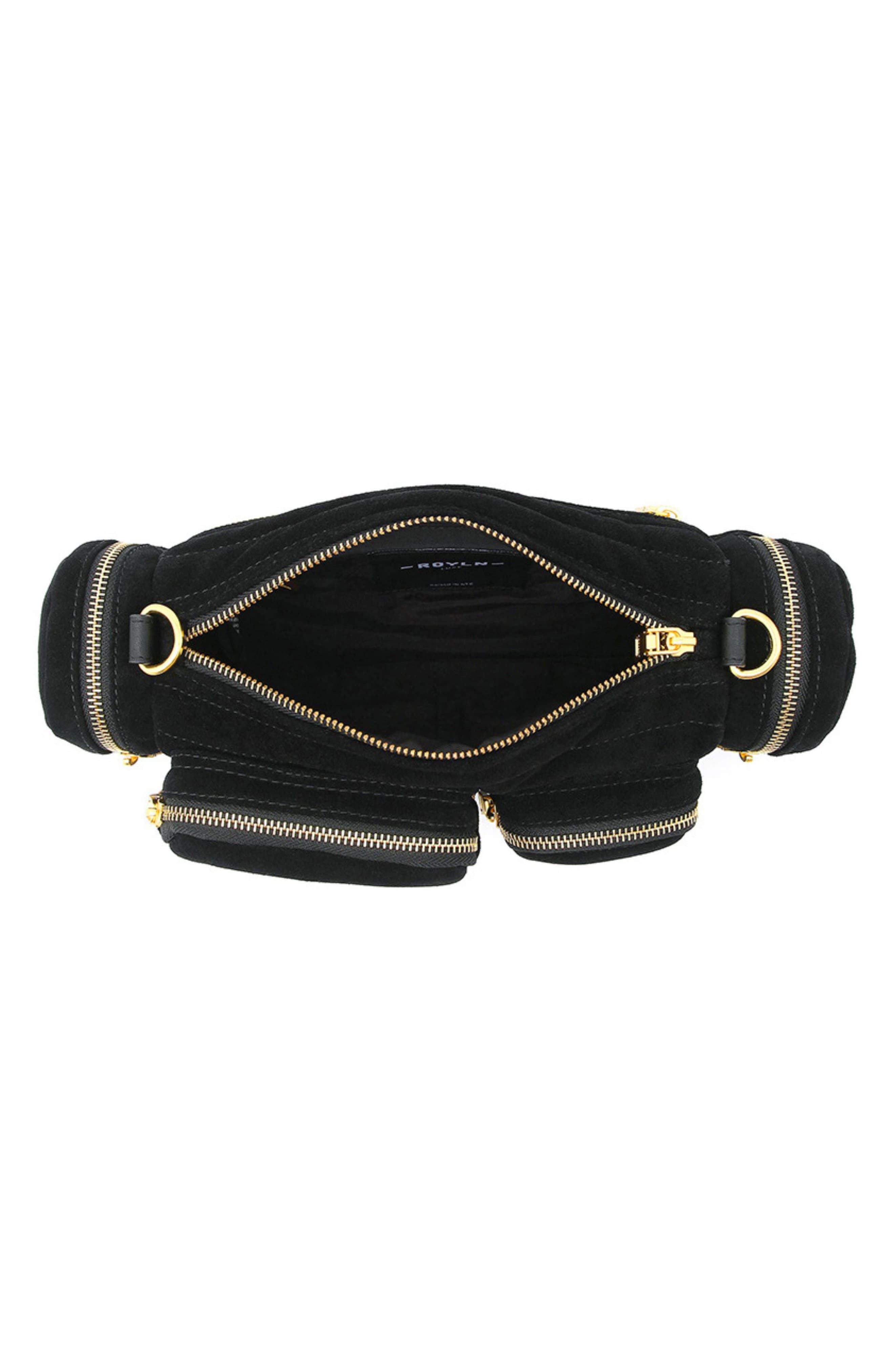 Lady Cargo Suede Crossbody Bag, Alternate, color, BLACK SUEDE