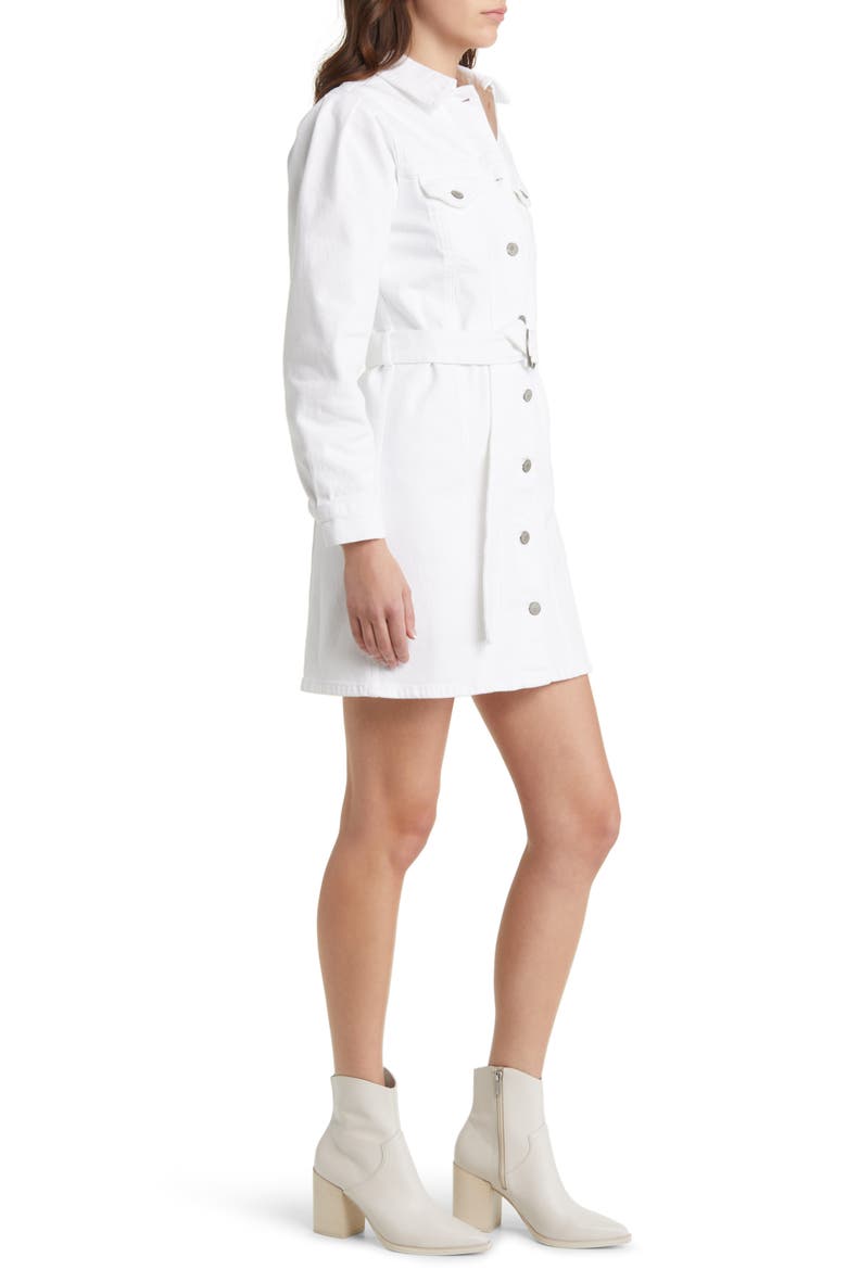 The Griffith Belted Long Sleeve Denim Dress, Alternate, color, SALT WHITE