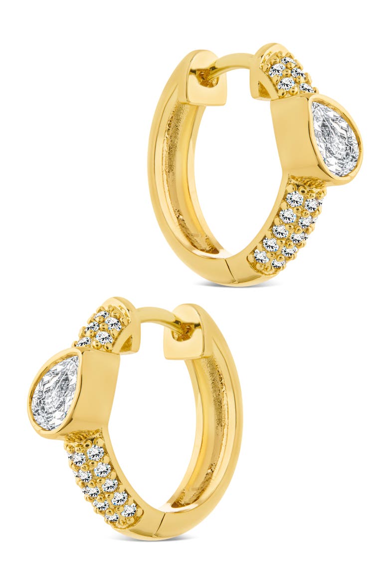 Daniela Pavé Cubic Zirconia Huggie Hoop Earrings, Alternate, color, GOLD