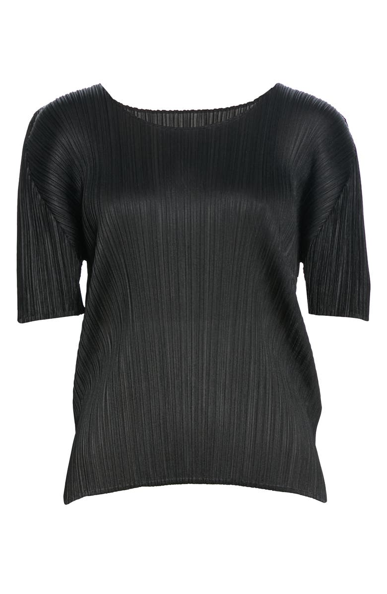 Pleats Please Issey Miyake Pleated Top, Alternate, color, Black