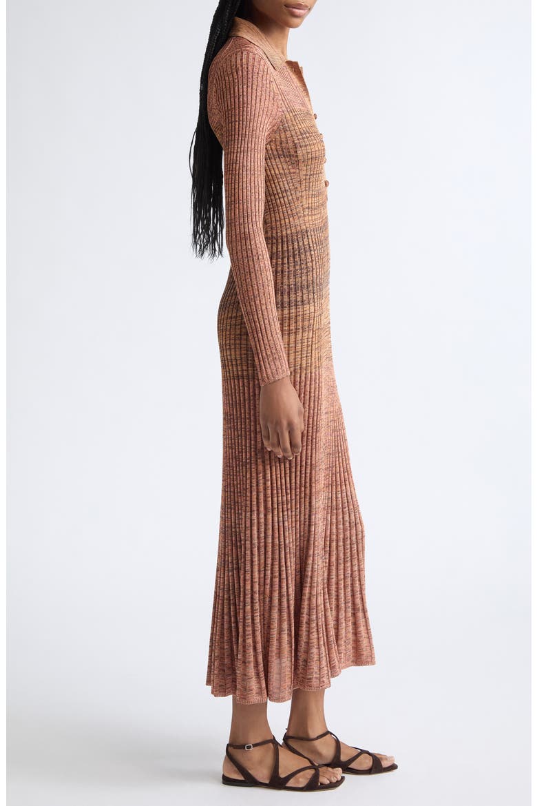 Mouliné Rib Polo Sweater Dress, Alternate, color, CHOCOLATE MULTI