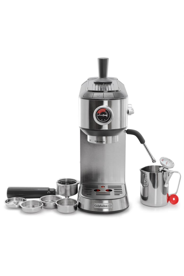 Miniatura Compact Espresso Machine and Milk Frother in Silver, Alternate, color, Silver