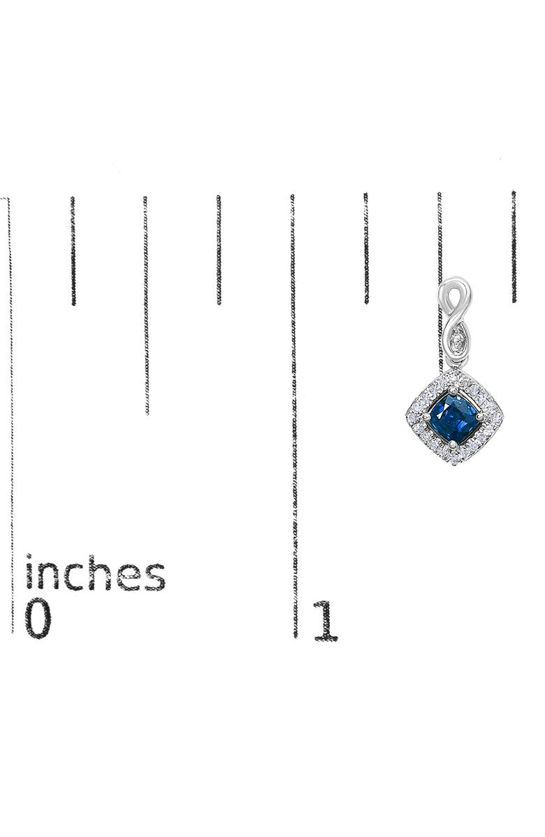 Haus of Brilliance 10K White Gold Sapphire and Diamond Halo Cushion Shaped Drop Earrings, Alternate, color, White