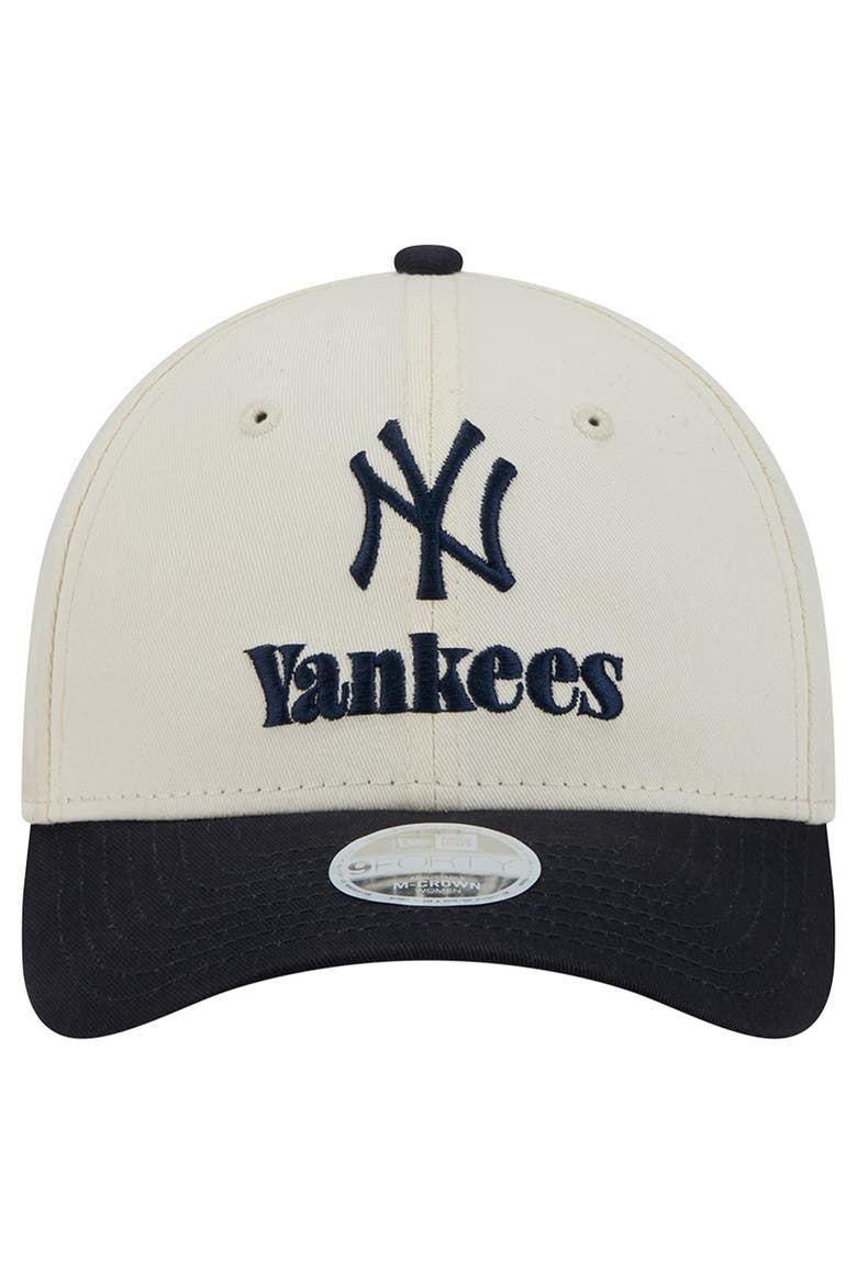 Women's New Era Cream/Navy New York Yankees Primary 9FORTY M-Crown Adjustable Hat, Alternate, color, Cream