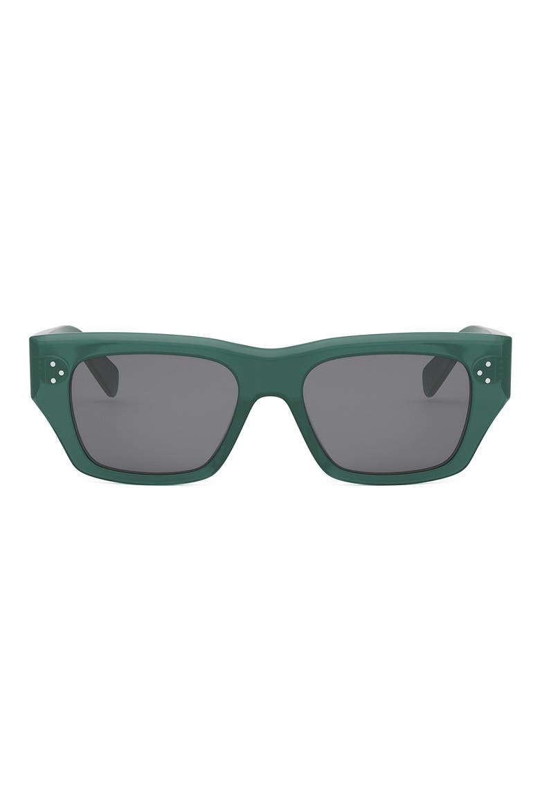 Bold 3 Dots 53mm Geometric Sunglasses, Main, color, SHINY DARK GREEN / SMOKE