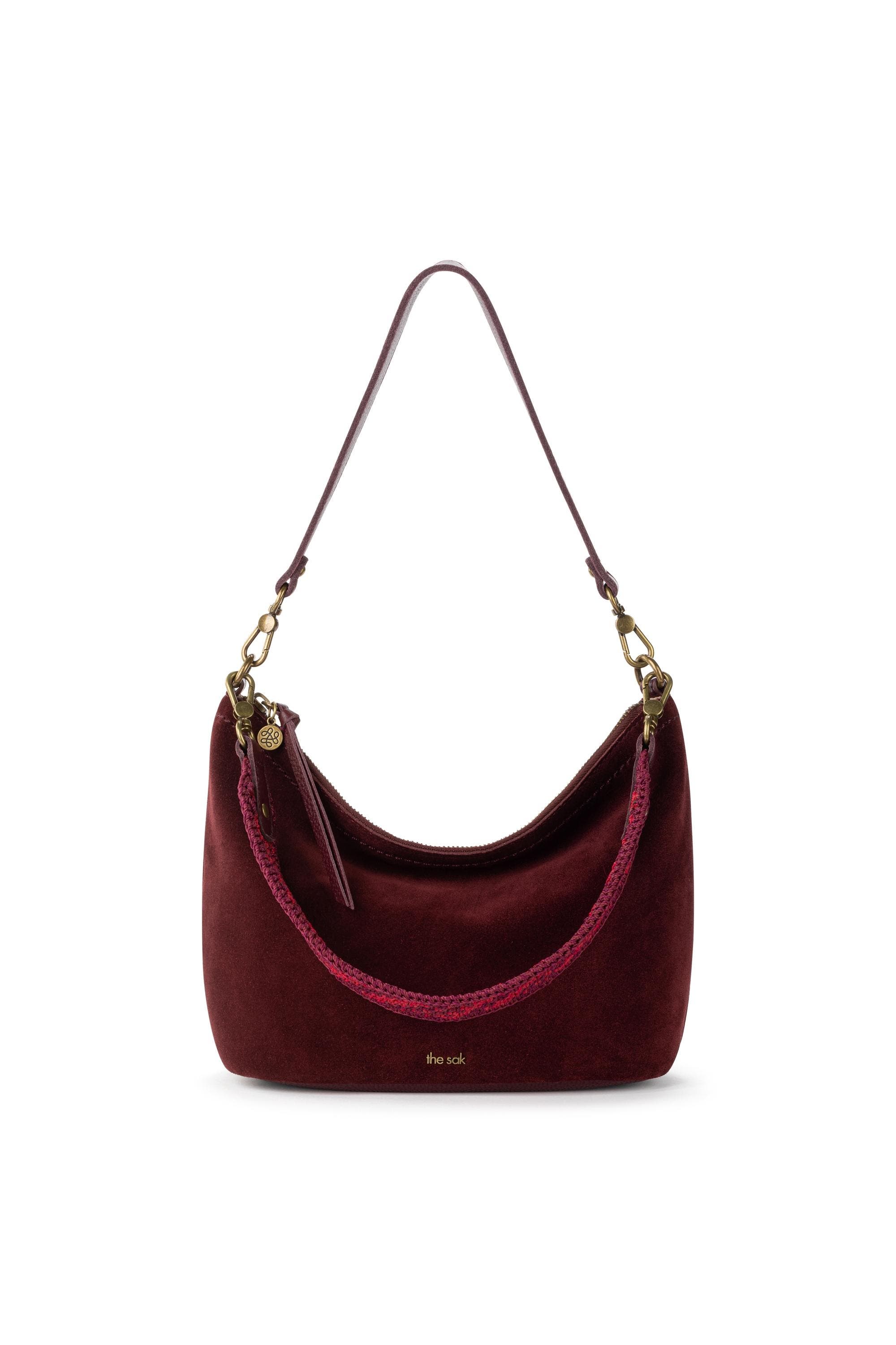 Jasmine Small Hobo, Alternate, color, Black Cherry Suede