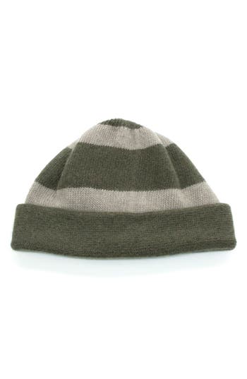 Portolano Stripe Cuff Beanie In Gray