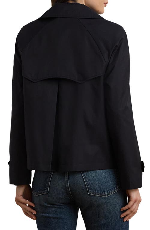 Ralph Lauren Lauren Crop Cotton Blend Trench Coat In Dark Navy