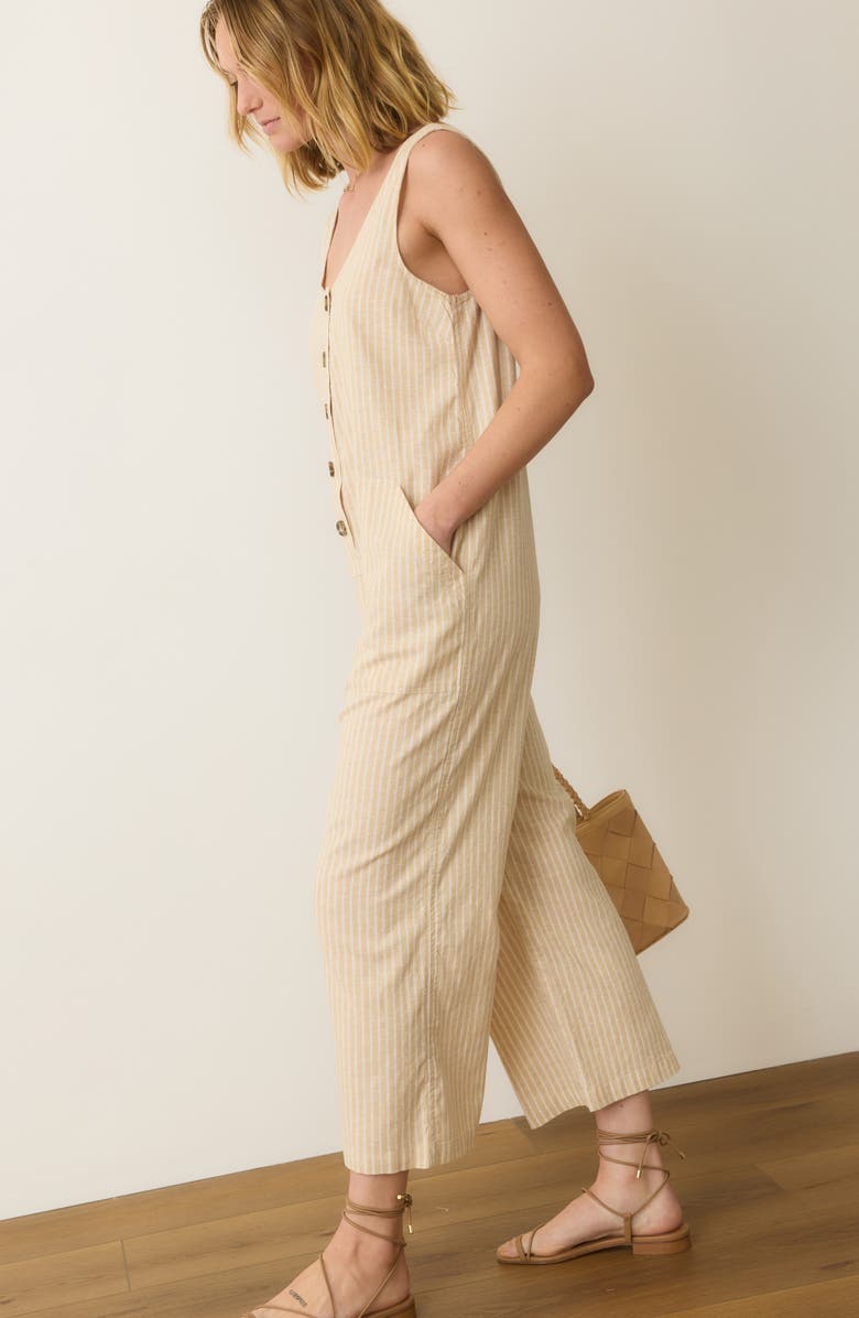 Marine Layer Hemp Blend Jumpsuit, Alternate, color, Natural Stripe