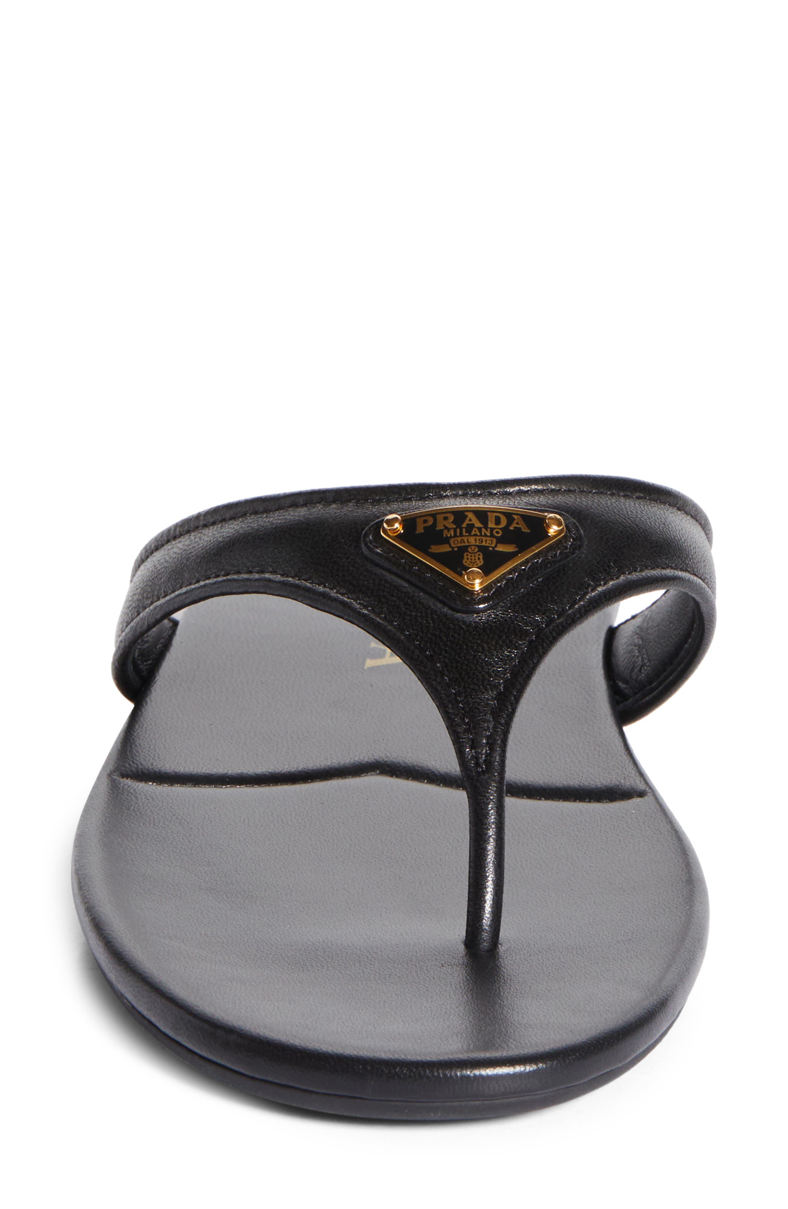 Prada Logo Flip Flop, Alternate, color, Black