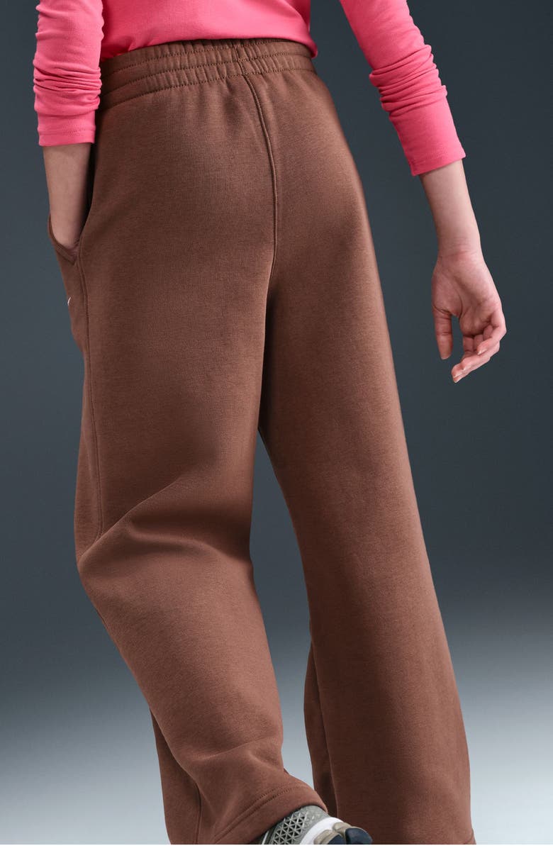 Nike Kids' Sportswear Club Fleece Wide Leg Sweatpants, Alternate, color, Fauna Brown/ Brown/ White