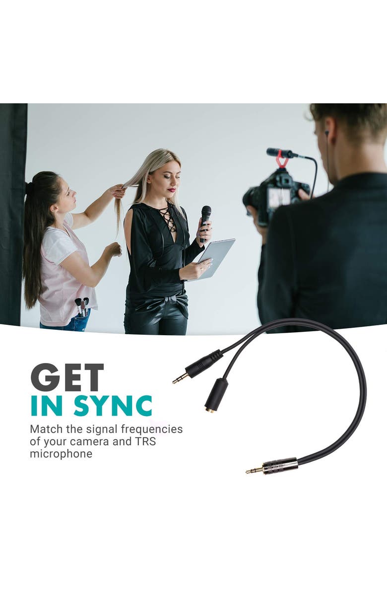 MOVO MV-RC300 Line to Microphone Attenuator Cable for DSLRs, Alternate, color, Black