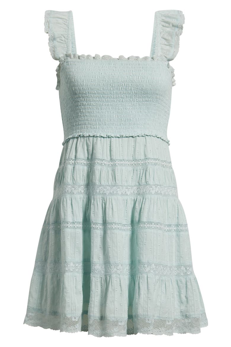 Colbera Lace Ruffle Minidress, Alternate, color, PALE MINT