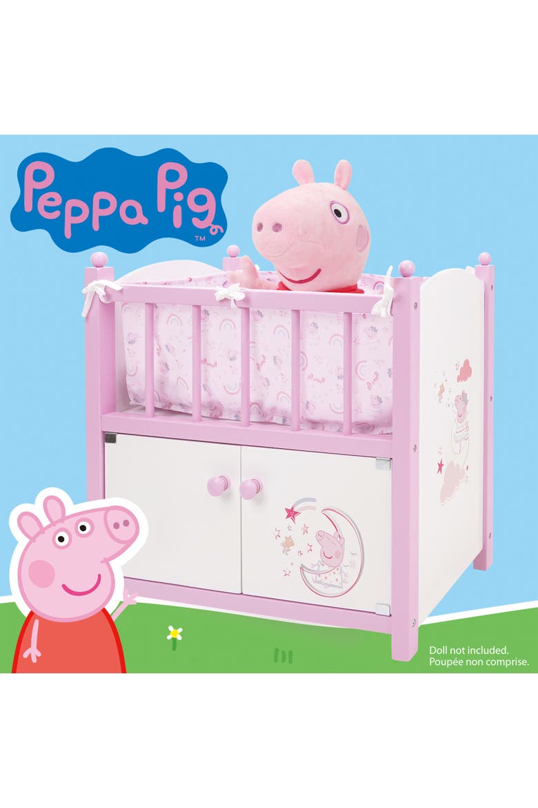 Peppa Pig 2-In-1 Wooden Doll Crib, Alternate, color, Multicolored
