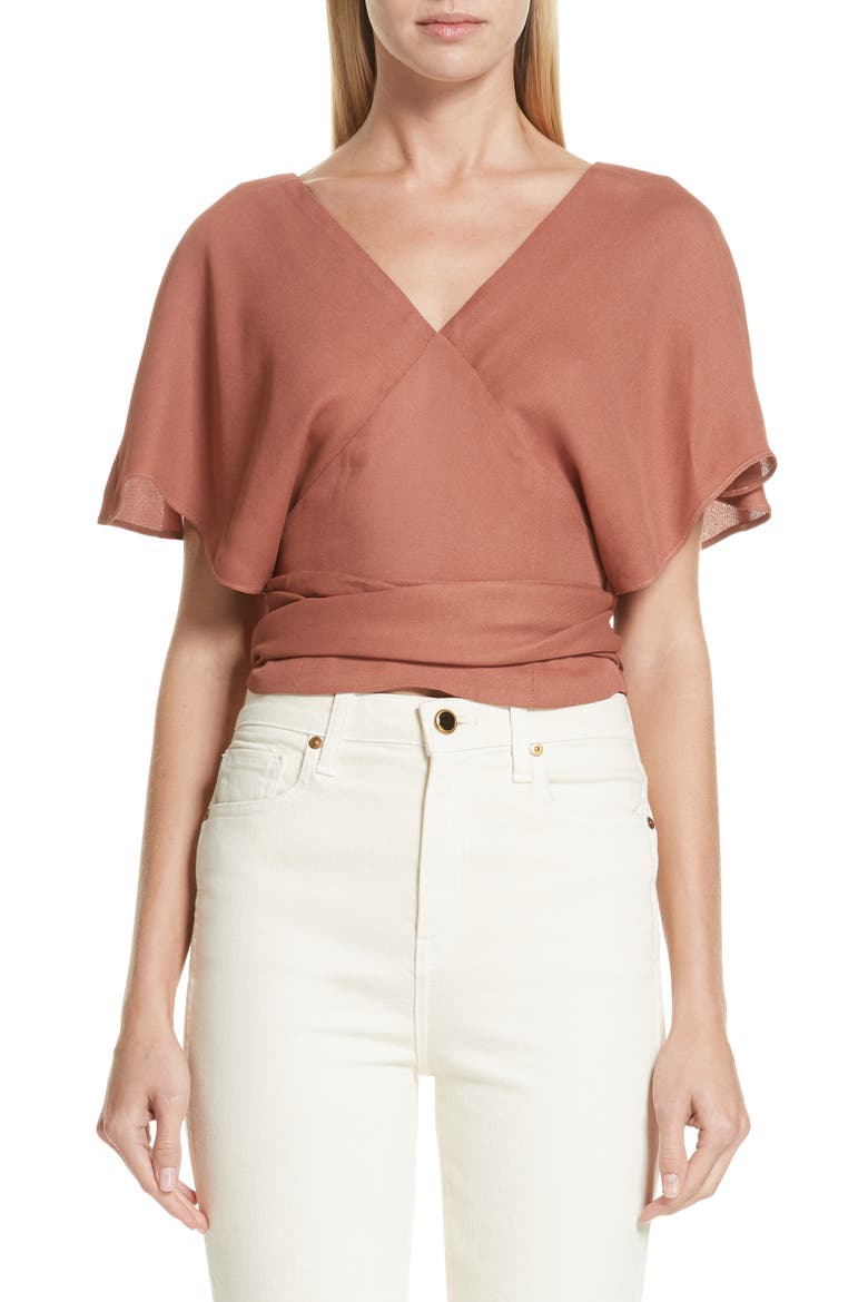 Dalil Wrap Top, Main, color, TERRACOTTA