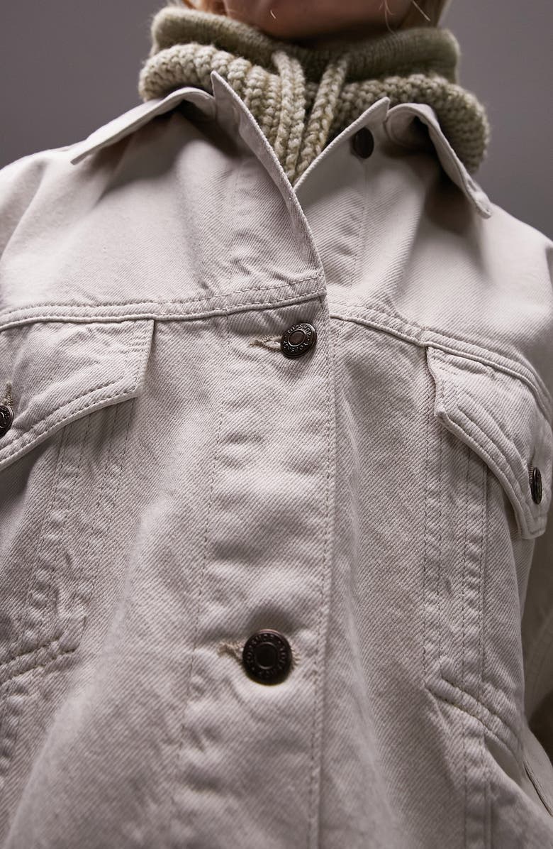 Topshop Balloon Sleeve Oversize Denim Jacket, Alternate, color,