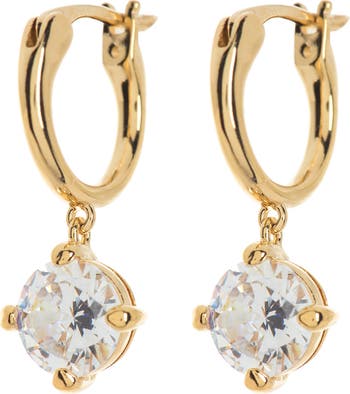 New 18k Gold outlets Plated Huggie Hoop CZ Dangle Earrings