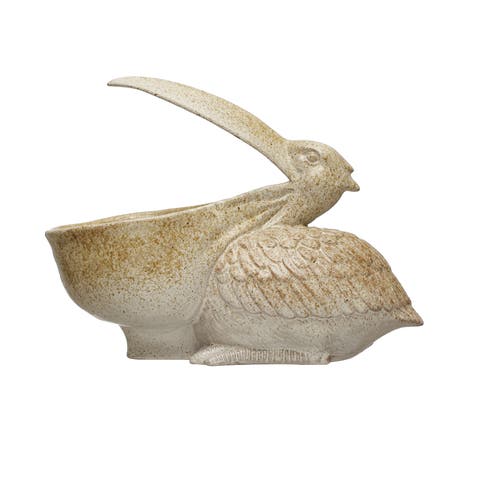 Coastal Stoneware Pelican Container or Planter