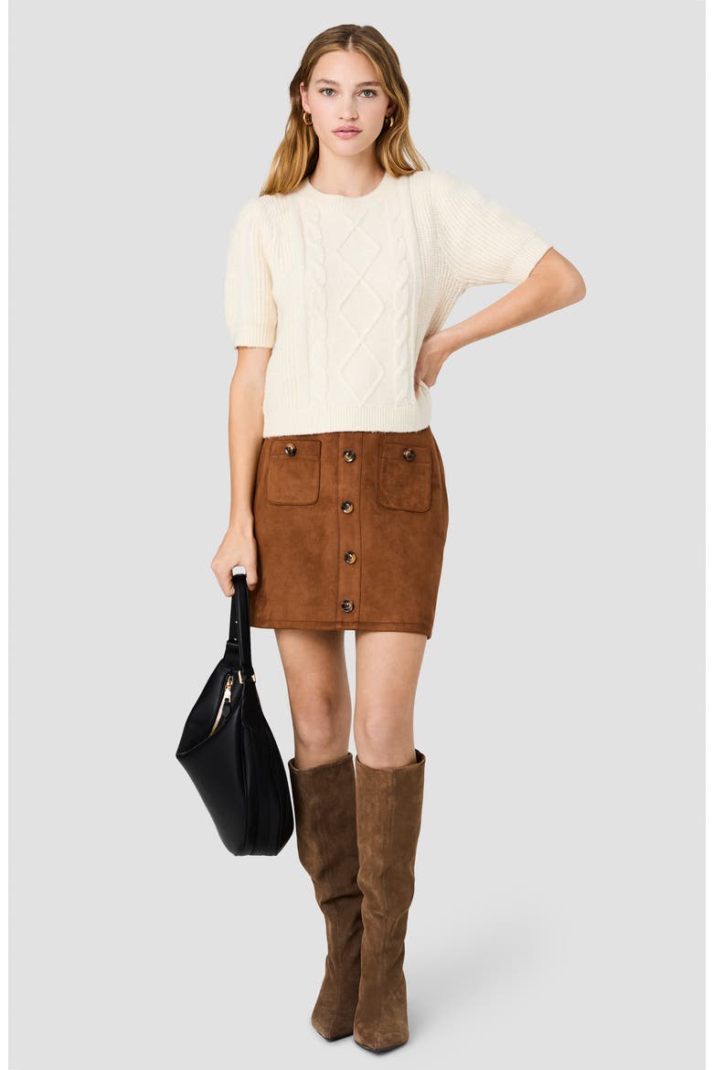 Wesley Puff Sleeve Cable Knit Sweater, Alternate, color, PORCELAIN CREAM