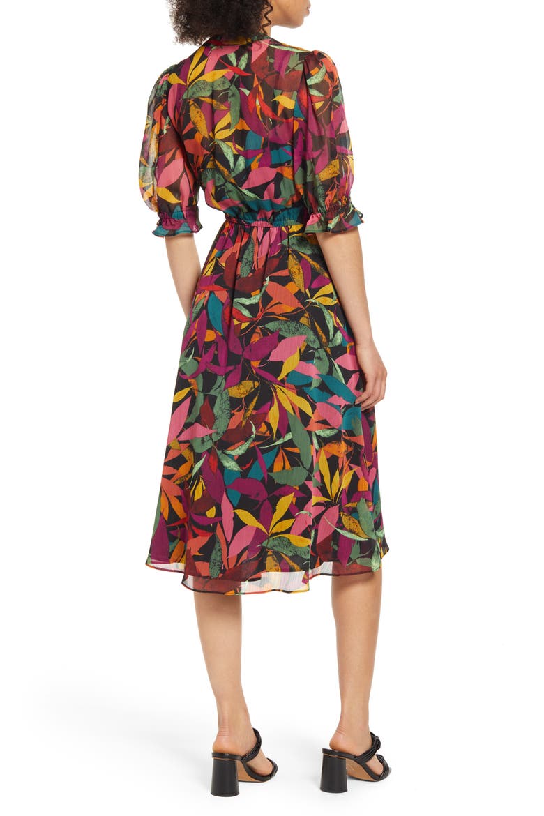 Tropical Print Shirtdress, Alternate, color, BLACK/ GRAPE JUICE