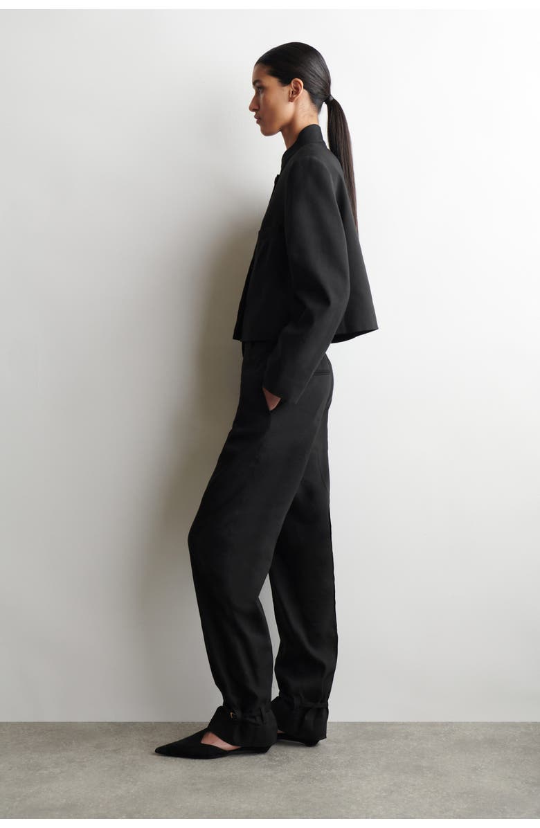 COS Linen Straight-leg Trousers, Alternate, color, Black