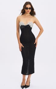 Miss Circle Faith Polka Dot Sweetheart Maxi Dress