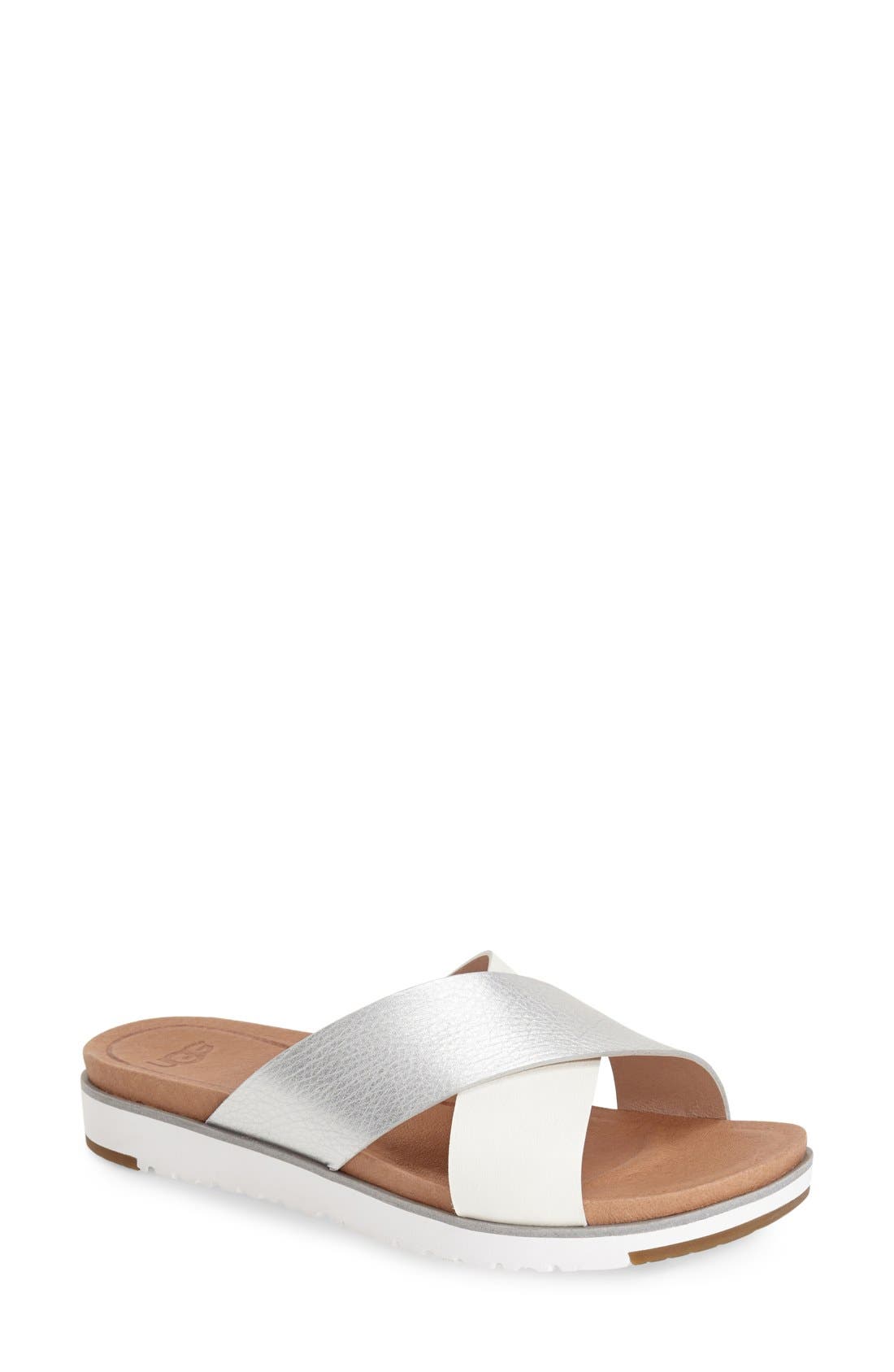 'Kari' Sandal, Main, color, SILVER LEATHER