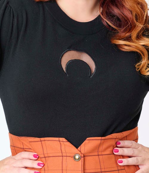 Smak Parlour Plus Size Moon Cutout Knit Sweater In Black