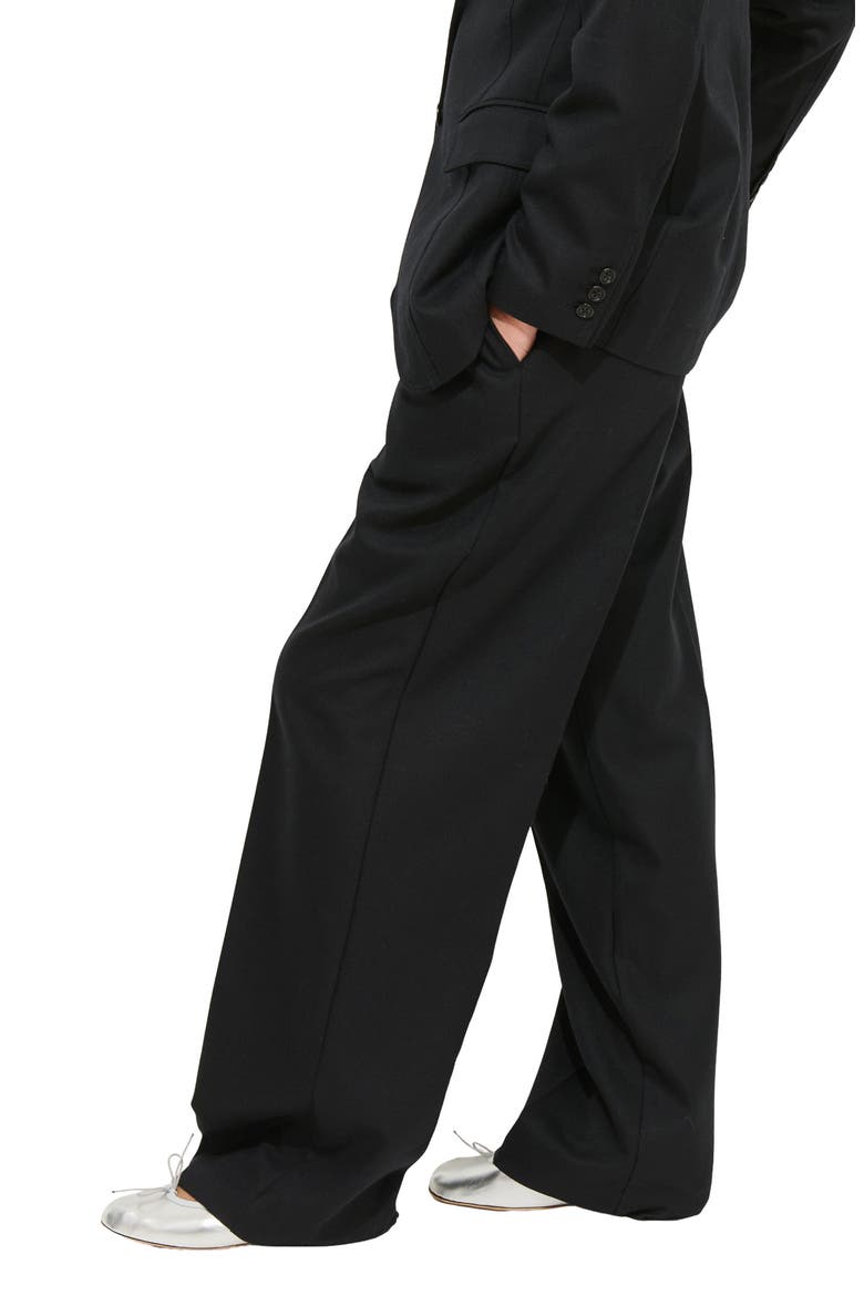 Primrose Pleated Wool Pull-On Trousers, Alternate, color, BLACK