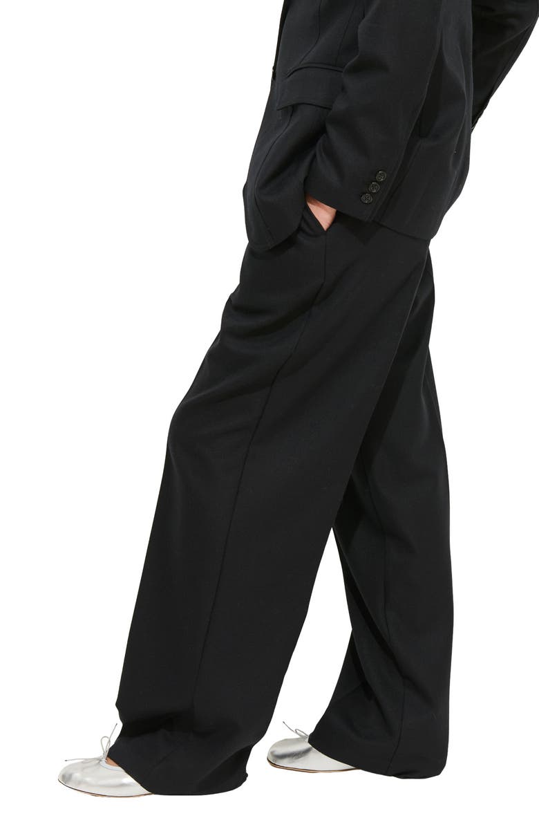 Alex Mill Primrose Pleated Wool Pull-On Trousers, Alternate, color, Black