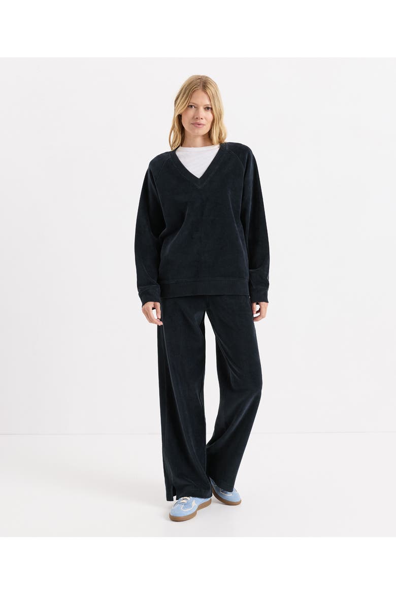 Organic Cotton Pure Velour Oversized Sweatshirt, Alternate, color, Midnight Blue
